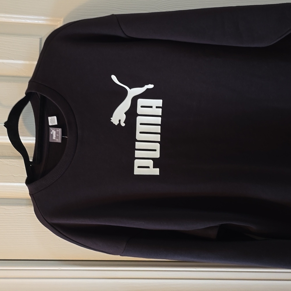 PUMA BRAND SIGNATURE MENS BLACK PULLOVER  HOODIE SIZE MEDIUM